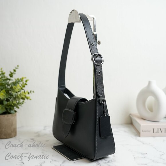 NWT Coach CAA92 Eliza Shoulder Bag With Zipper Closure Refined Leather Black - Picture 5 of 14